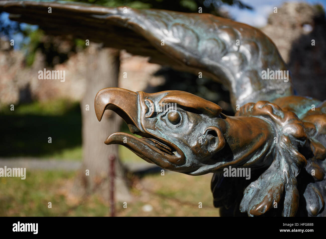 Die Statue Bronze Adler. Užhorod Stockfoto