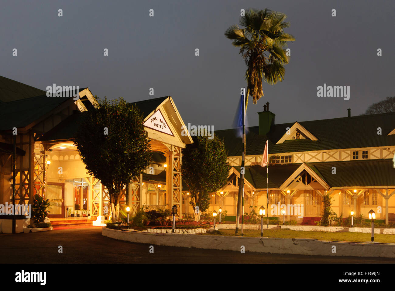 Shillong: Pinewood Hotel, eine ehemalige Tee-Plantage-Villa aus der britischen Kolonialzeit, Meghalaya, Indien Stockfoto
