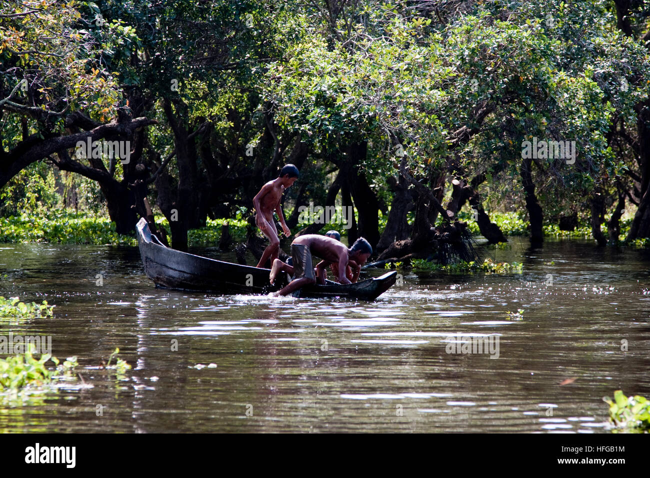 Schwimmende Dorf in Kambodscha Stockfoto