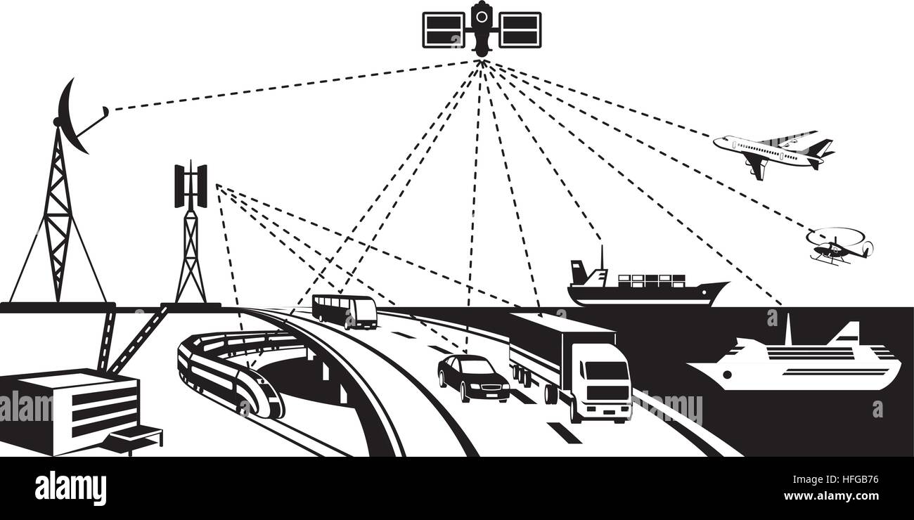 Navigation und Fahrzeugortung - Vektor-illustration Stock Vektor