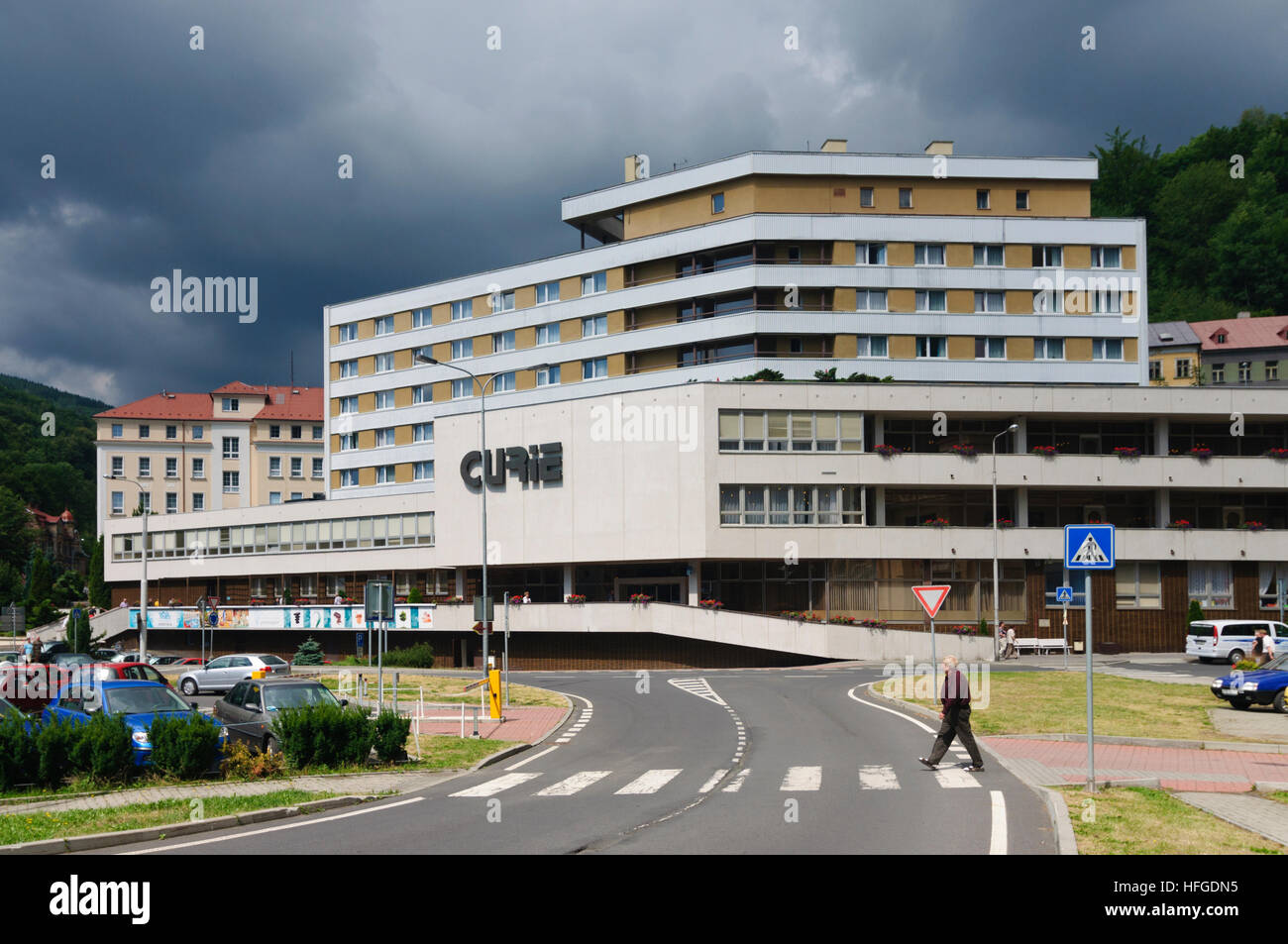 Jáchymov (Sankt Joachimsthal): Kurhotel Curie, Tschechische Repu-, Karlsbader Region, Bezirk Karlovy Vary Stockfoto
