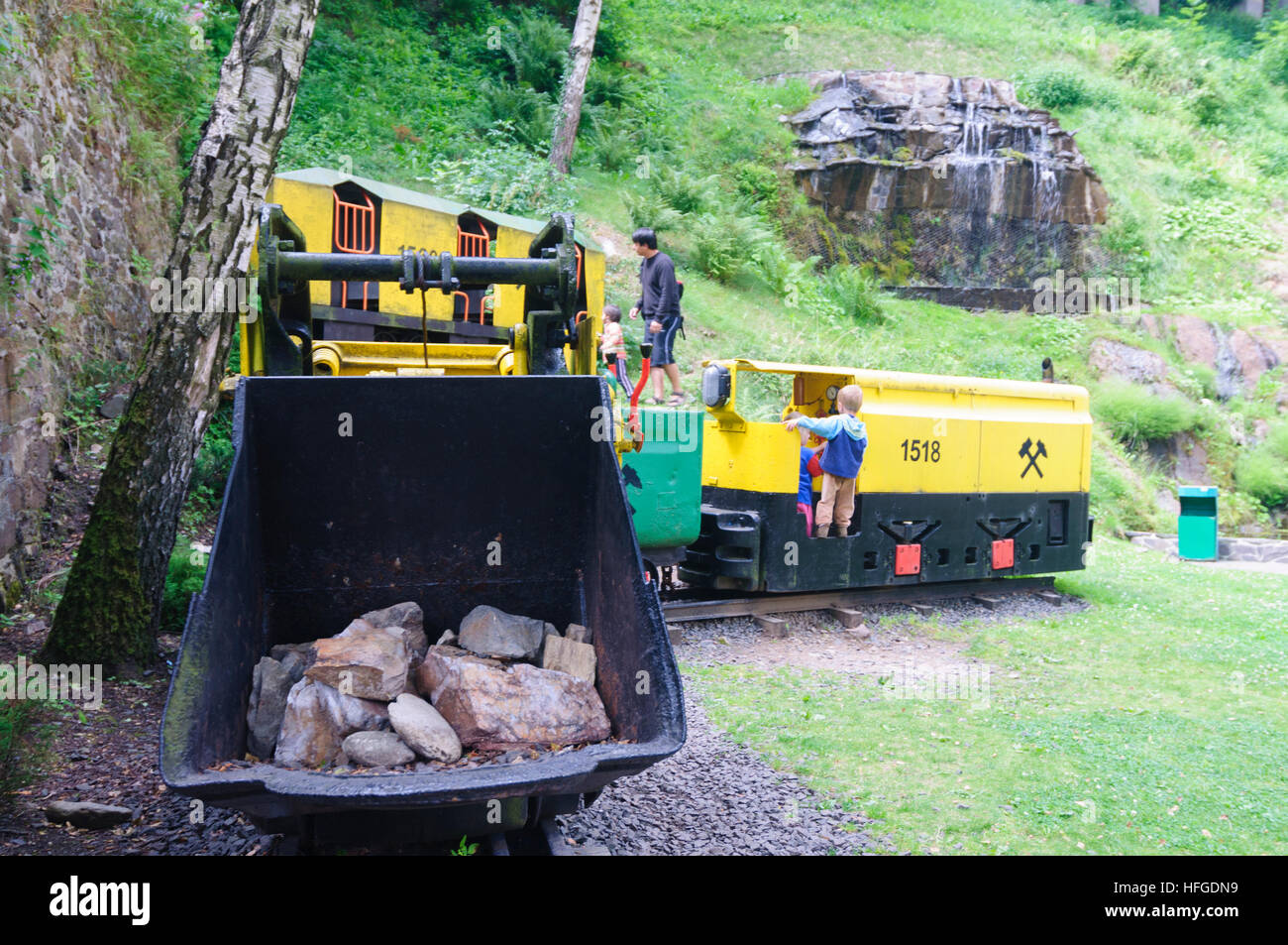 Jáchymov (Sankt Joachimsthal): Ehemalige unterirdische mine Zug der Uran-Bergbau, Repu-, Karlsbader Region, Region Karlovy Vary, Tschechische Stockfoto