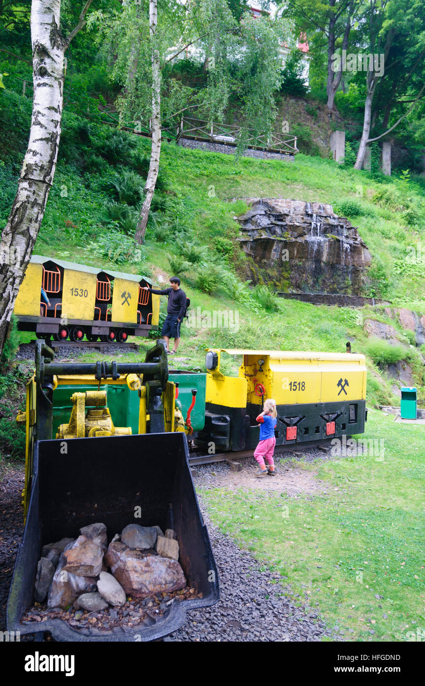 Jáchymov (Sankt Joachimsthal): Ehemalige unterirdische mine Zug der Uran-Bergbau, Repu-, Karlsbader Region, Region Karlovy Vary, Tschechische Stockfoto
