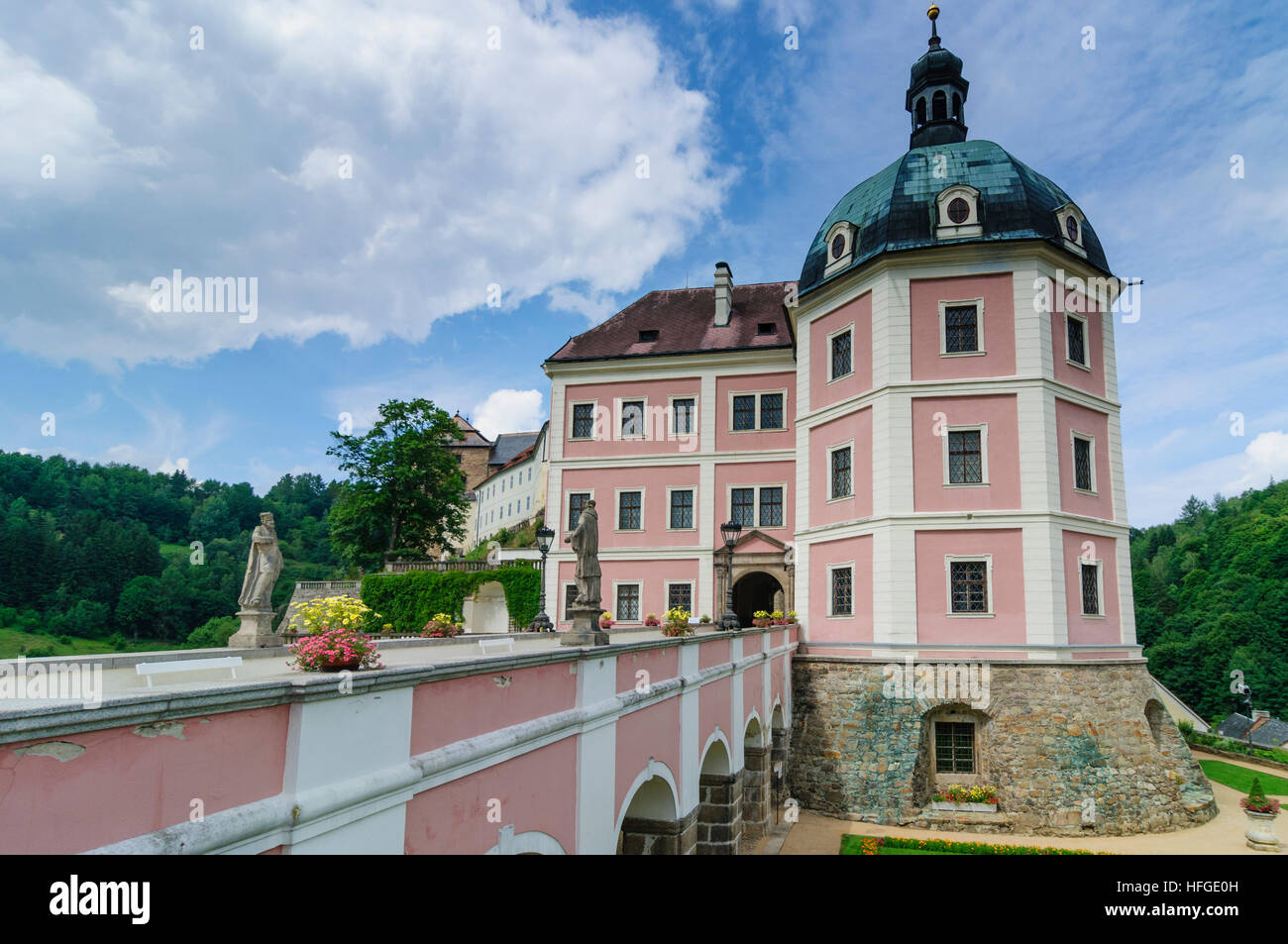 Becov nad Burgstädtchen (Petschau): Burg und Schloss Becov, Tschechische Repu-, Karlsbader Region, Bezirk Karlovy Vary Stockfoto