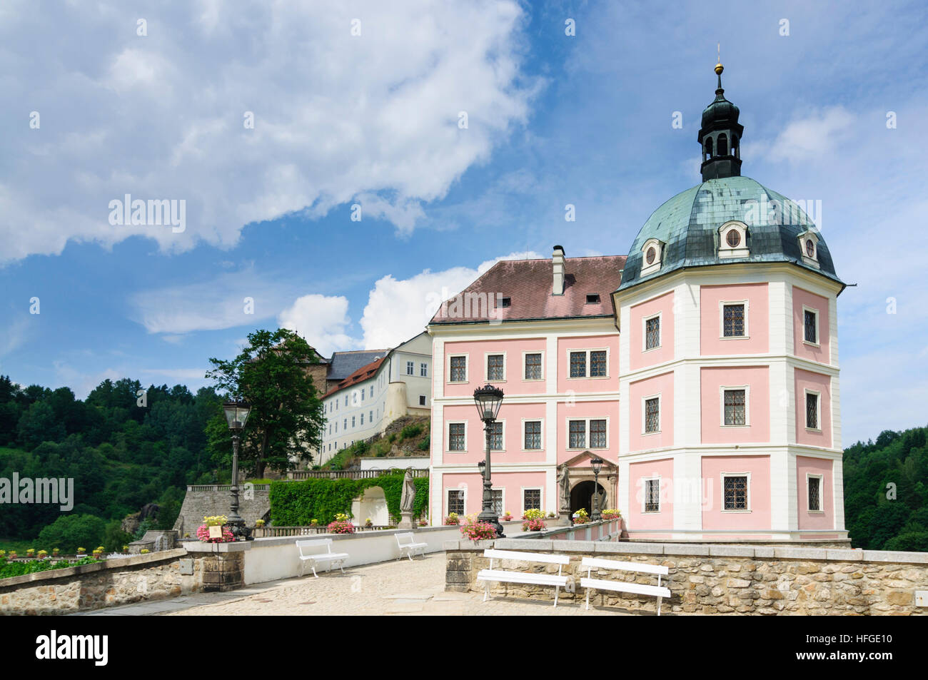 Becov nad Burgstädtchen (Petschau): Burg und Schloss Becov, Tschechische Repu-, Karlsbader Region, Bezirk Karlovy Vary Stockfoto