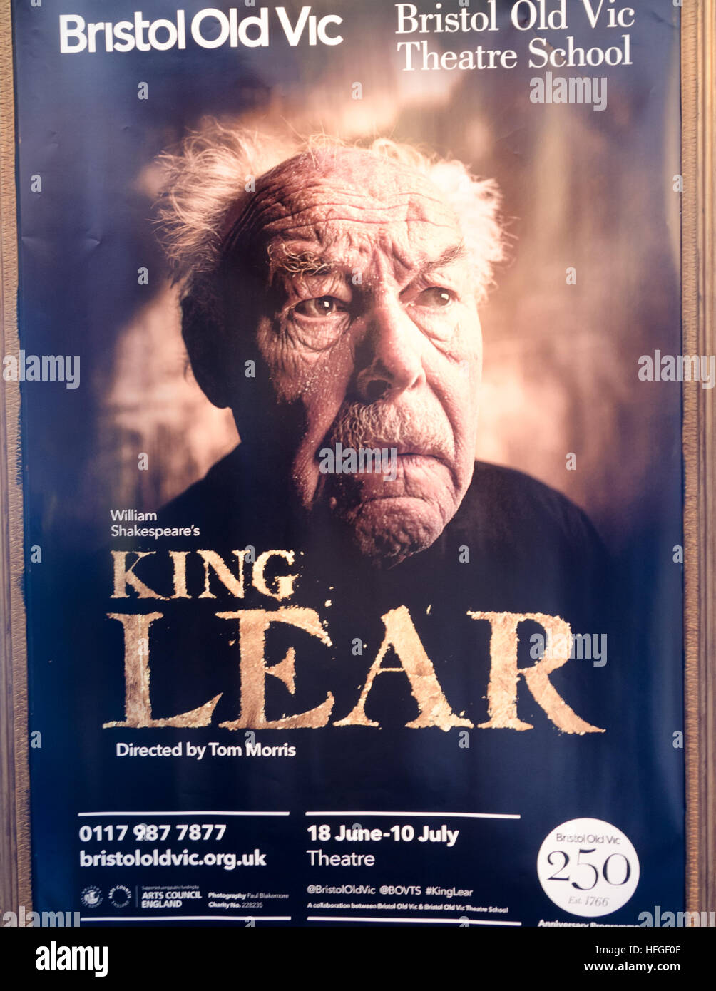 Eine Werbung für König Lear an der Bristol Old Vic Stockfoto