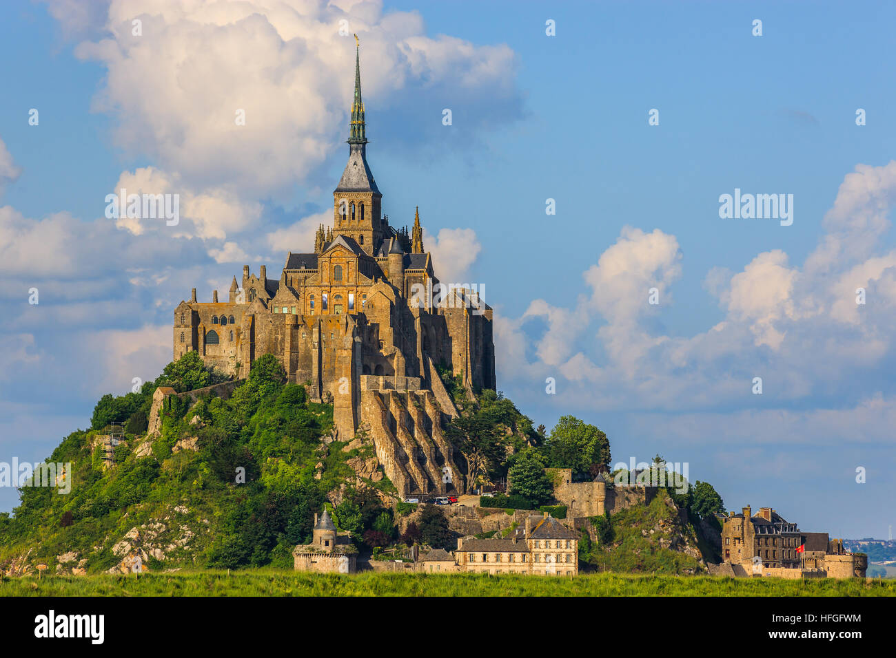 Berühmten Mont Saint Michel an der Küste der Normandie, Frankreich Stockfoto
