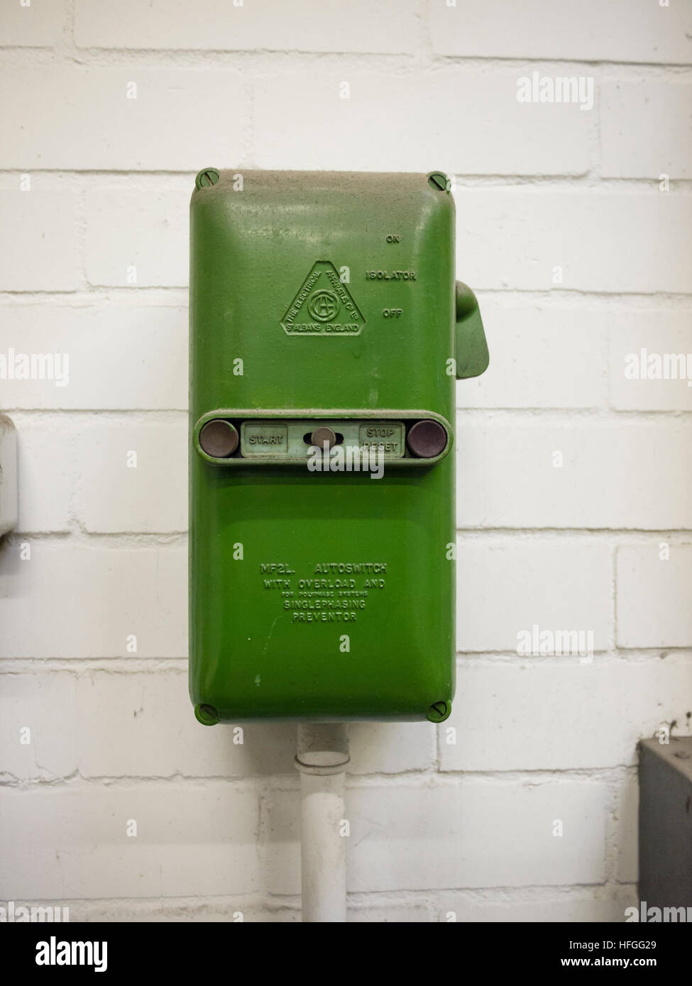 industrielle Vintage elektrischer Schalter detail Stockfoto