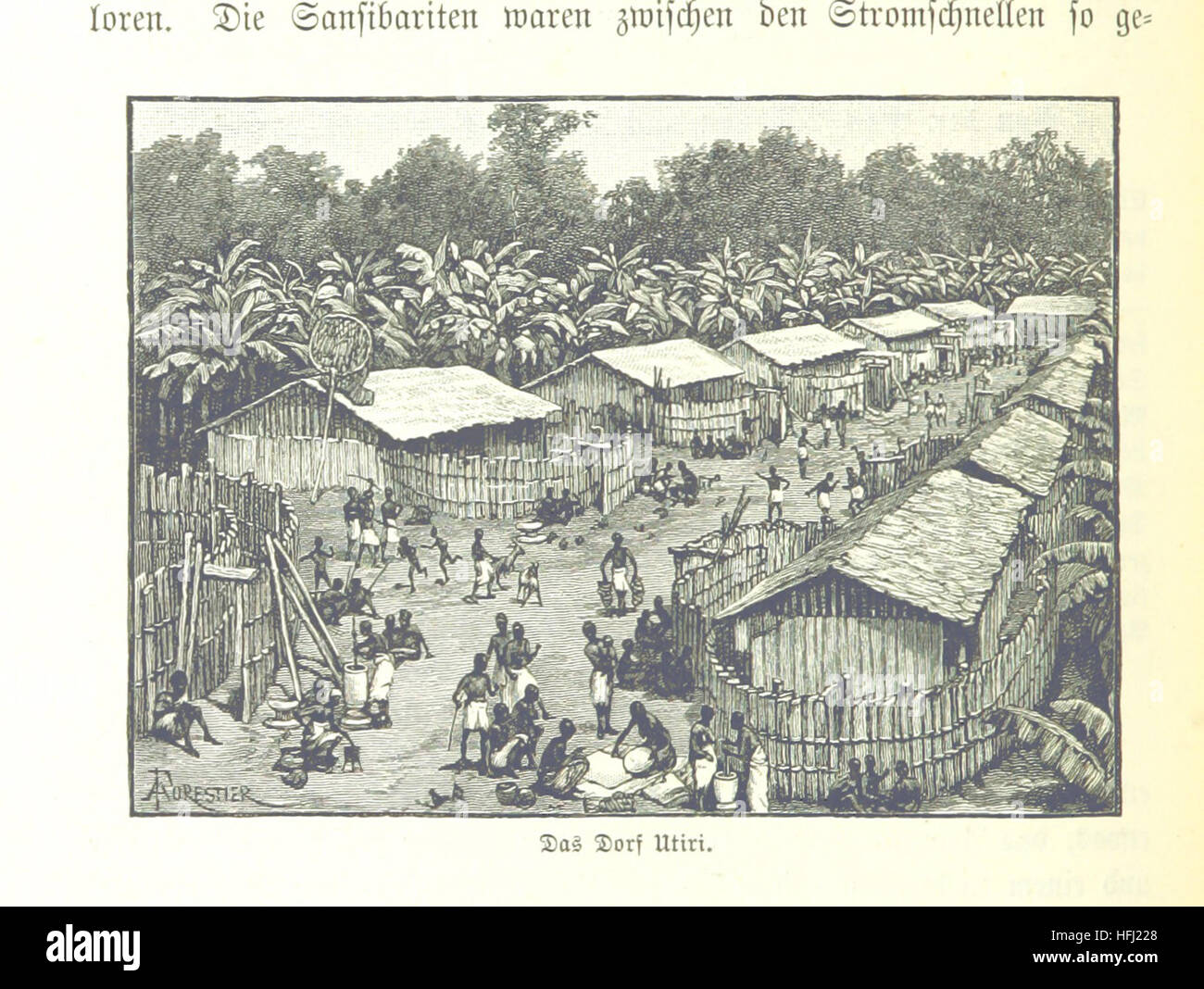 Eine übersetzte Darstellung der Entdeckungen in den dunkelsten Teilen Afrikas, die Einblicke in die Geographie und Kulturen der Region bietet. Stockfoto