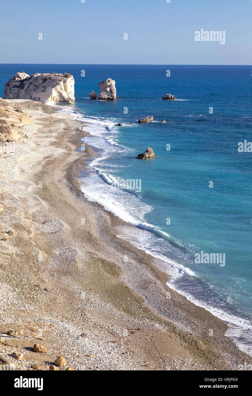 Griechenland, Zypern, Petra Tou Romiou Küste (Aphrodite Felsen), die der Legende nach es der Geburtsort von Aphrodite ist Stockfoto Griechenland, Zypern, Petra Tou Romiou Küste (Aphrodite Felsen), die der Legende nach es der Geburtsort von Aphrodite ist Stockfoto