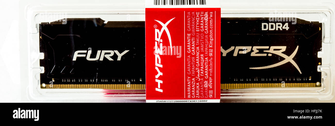 Kingston Fury Hyper DDR4. Kingston Technology Corporation ist ein US-amerikanischer, in Privatbesitz, multinationale Computertechnologie Corp Stockfoto