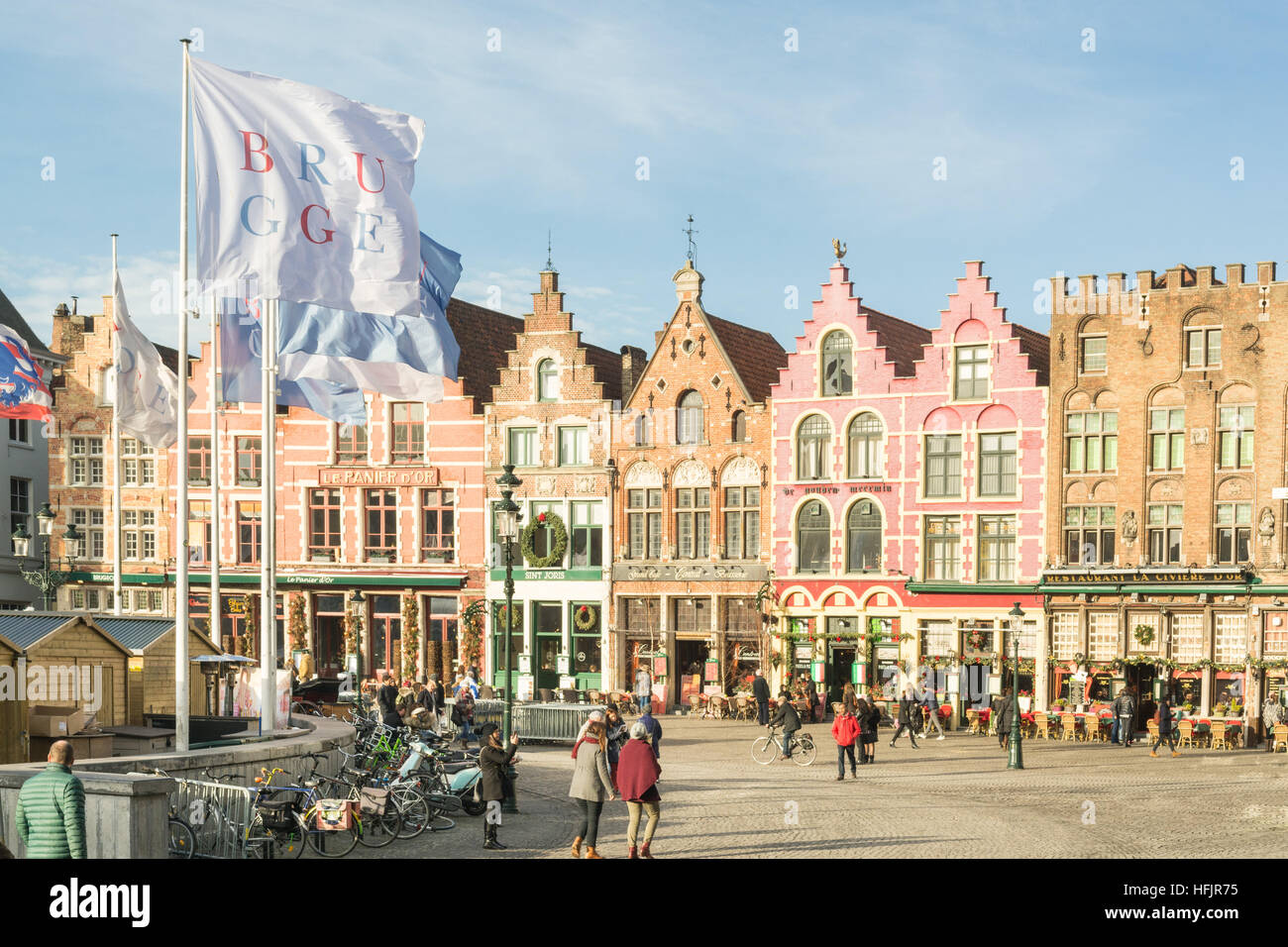 Marktplatz Brügge, Belgien Stockfoto