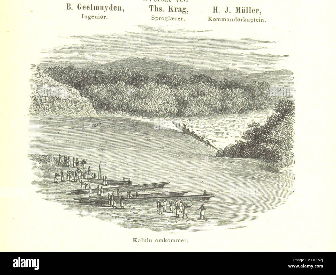 I det mørkeste Afrika erzählt die Reise des Autors durch die dunkelsten Teile Afrikas, übersetzt von C. Delgobe und B. Geelmuyden, mit Illustrationen. Stockfoto