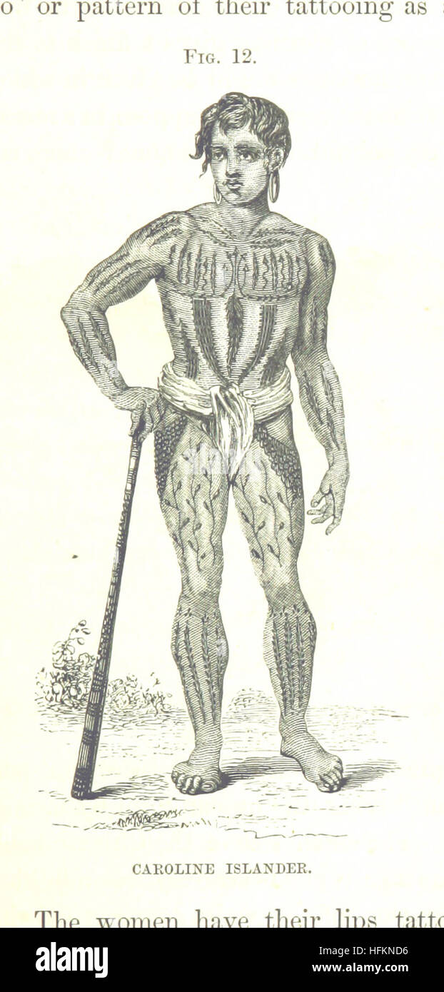 Dieses Bild von Seite 97 von „The Origin of Civilisation“ von John Lubbock zeigt den geistigen und sozialen Zustand früherer menschlicher Gesellschaften, wobei der Schwerpunkt auf primitiven Praktiken wie der Skarifizierung liegt. Das Bild ist eine historische Darstellung aus der Publikation von 1882, die eine anthropologische Erforschung der menschlichen Entwicklung zeigt. Stockfoto