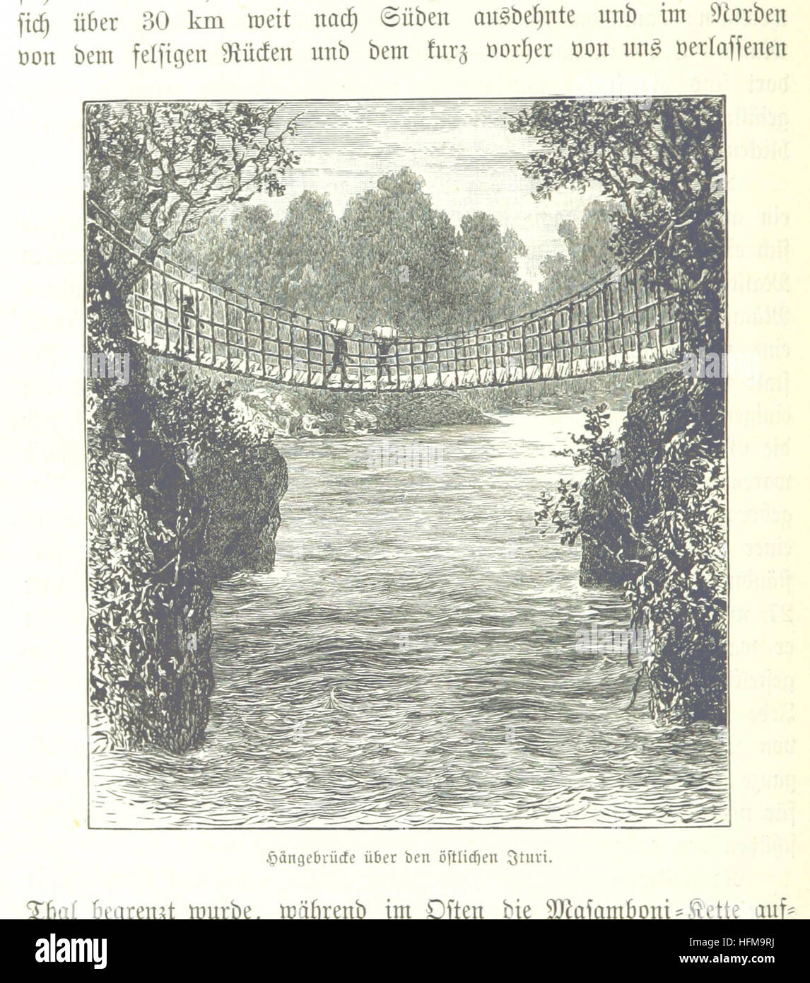 Dieses aus dem Englischen übersetzte Buch erzählt von Abenteuern in den dunkelsten Teilen Afrikas und bietet detaillierte Berichte über Entdeckungen und Entdeckungen in der Region. Stockfoto