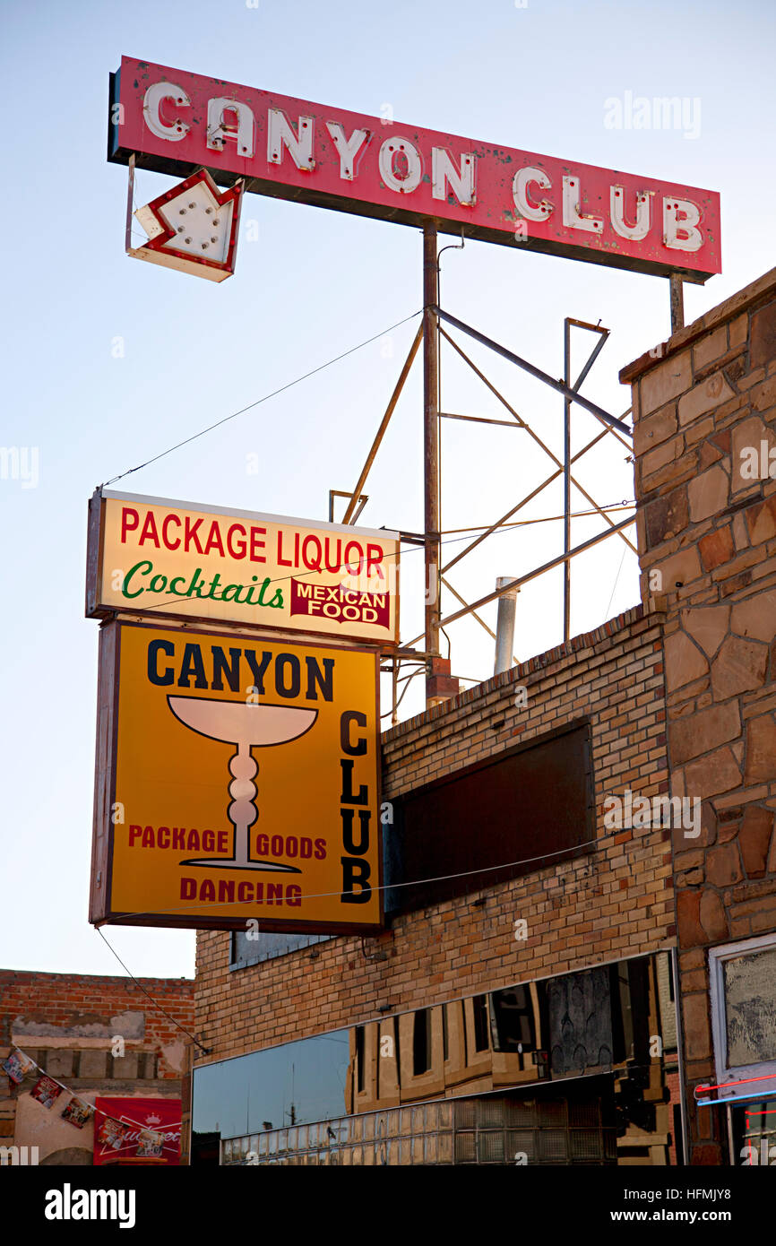 Canyon Club - Vintage Neon unterzeichnen Williams, Arizona auf der Route 66 Stockfoto