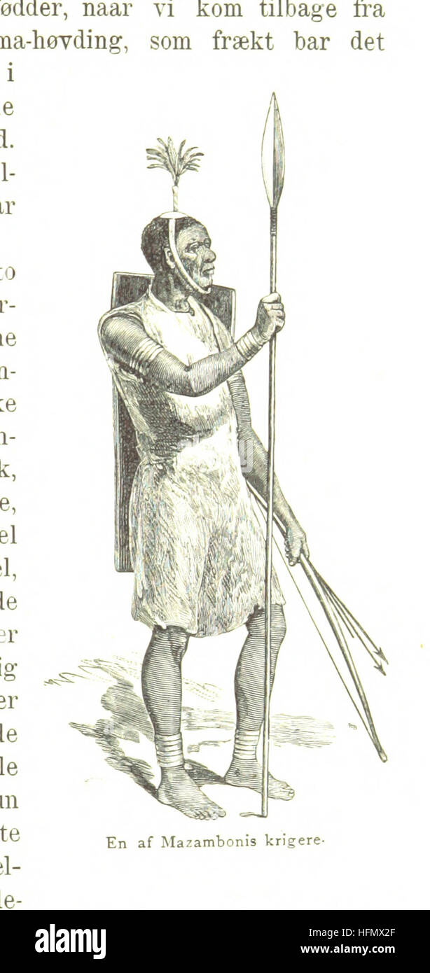 Eine übersetzte Darstellung von Reisen durch die dunkelsten Teile Afrikas, mit Illustrationen, die wichtige Momente und Landschaften während der Reise darstellen. Stockfoto