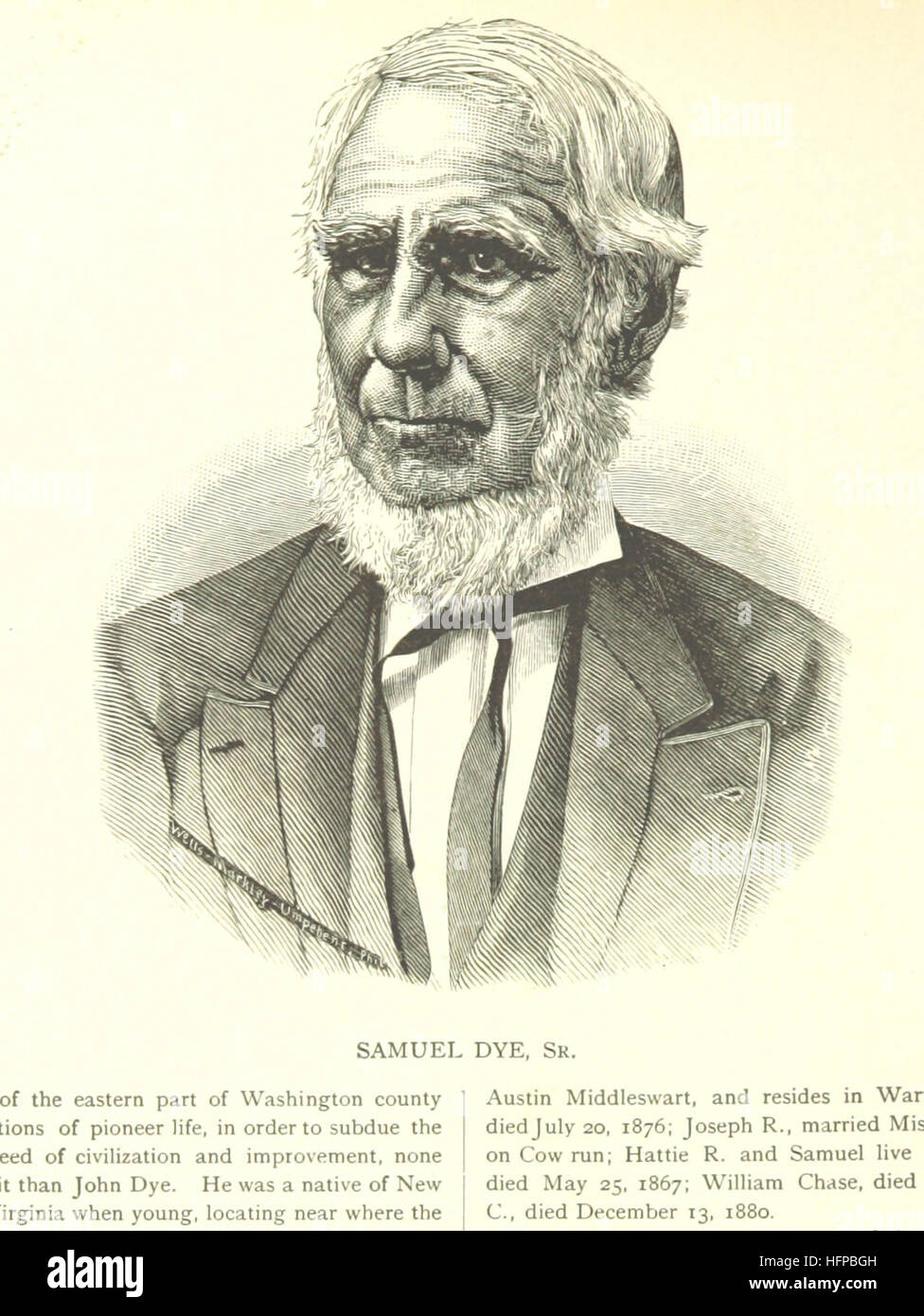 Dieses Bild, das auf Seite 780 der Geschichte des Washington County, Ohio, aufgenommen wurde, gibt eine Illustration über die Geschichte und das Wachstum des Countys. Es wurde 1881 veröffentlicht und bietet Einblicke in lokale Persönlichkeiten und Ereignisse. Stockfoto