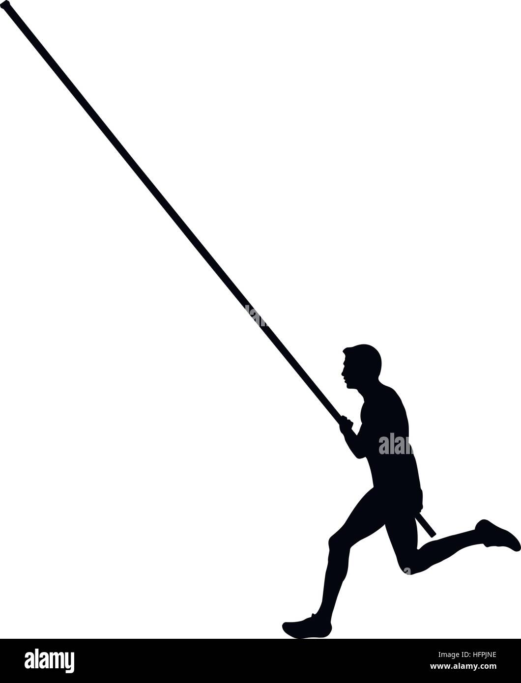 schwarze Silhouette einer männlichen Athleten Stabhochsprung Stock Vektor
