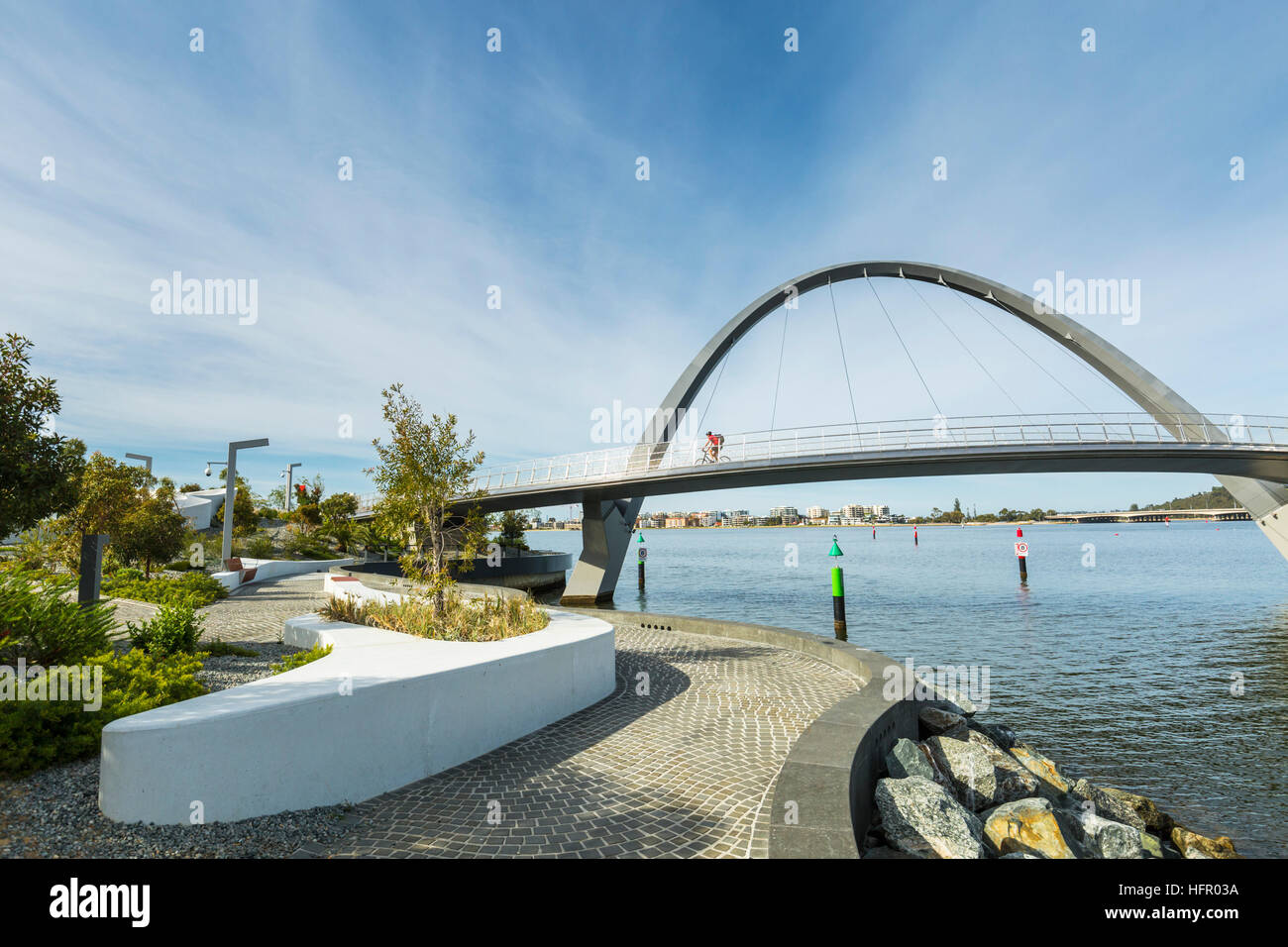 Die Elizabeth Quay Fußgängerbrücke über den Swan River, Perth, Western Australia, Australien Stockfoto