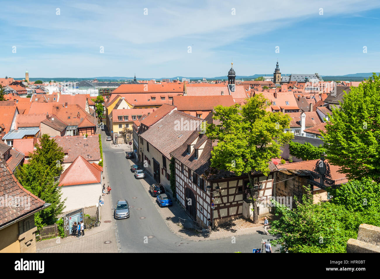 Blick auf die alte Architektur der Stadt. Bamberg ist unter UNESCO-Schutz Stockfoto