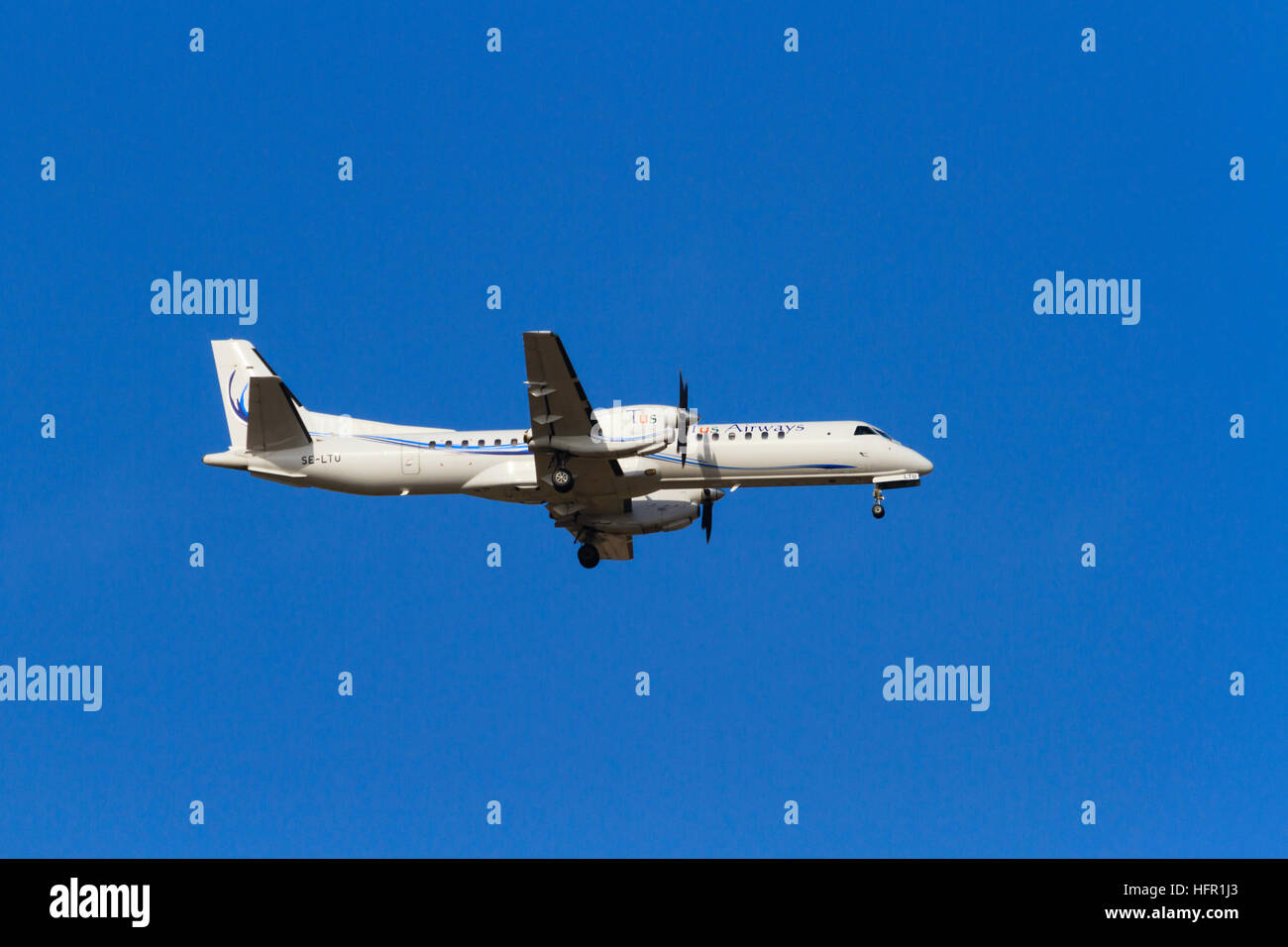 SAAB 2000, SE-LTU, Zyperns basierte Tus Airways, Larnaca, Zypern. Stockfoto