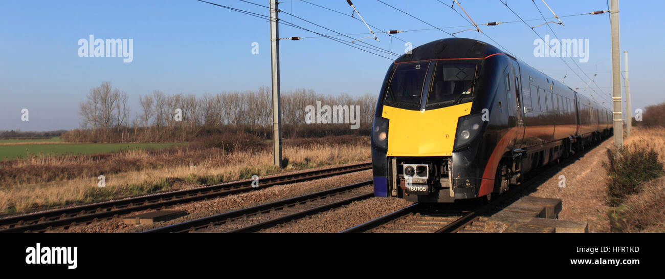 180105 Klasse Zephyr Zug High-Speed Gerät Grand Central Dieselzügen Ost Küste Hauptleitung Bahnhof Peterborough Cambridgeshire Stockfoto