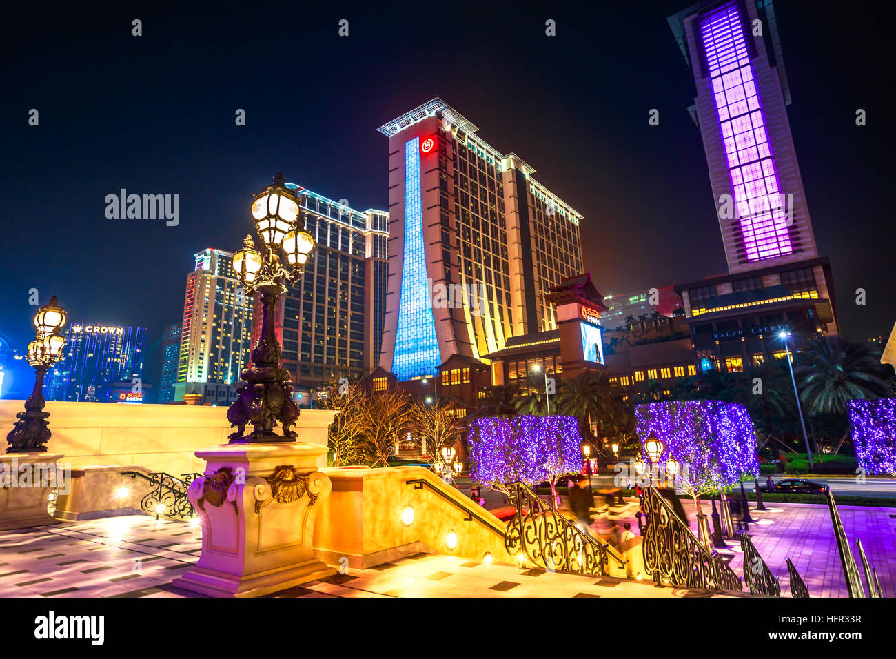Cotai Strip Macau Nacht Stockfoto