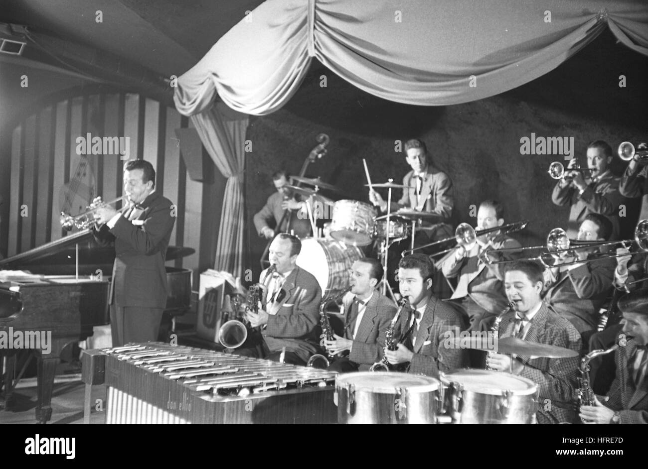 Harry James, mit dem Harry James Band, im Feld Band in New York City. Stockfoto