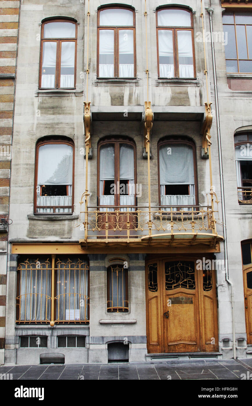 Haus der belgische Architekt Victor Horta und jetzt ein Museum für die Öffentlichkeit zugänglich. Die Jugendstil-Design-Elemente sind innen und außen. Stockfoto