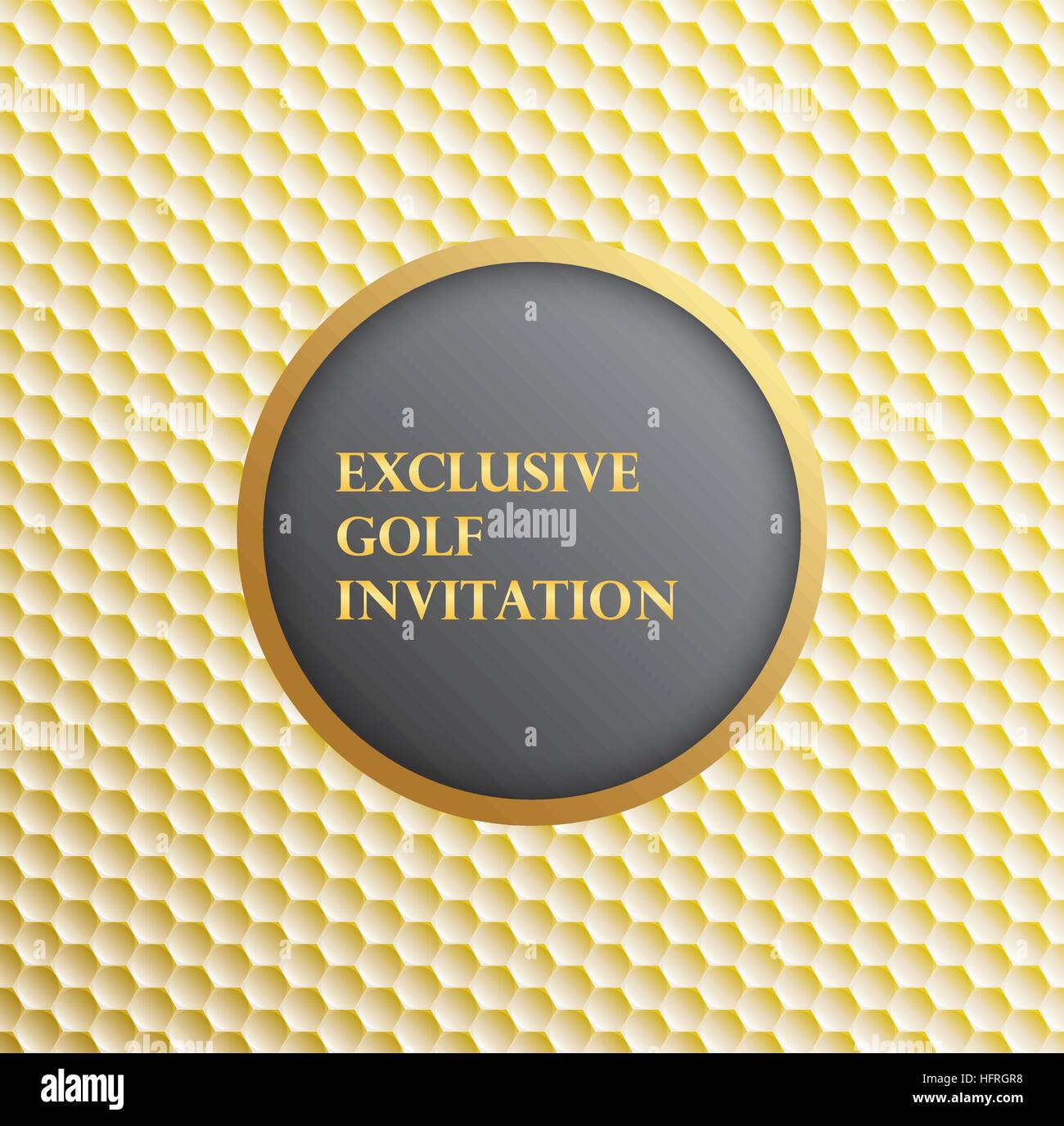 Exklusive Golf-Turnier Einladung Grafikdesign. Das Design, gold Golf Ball Textur macht es VIP- und Luxus darstellt. Stock Vektor