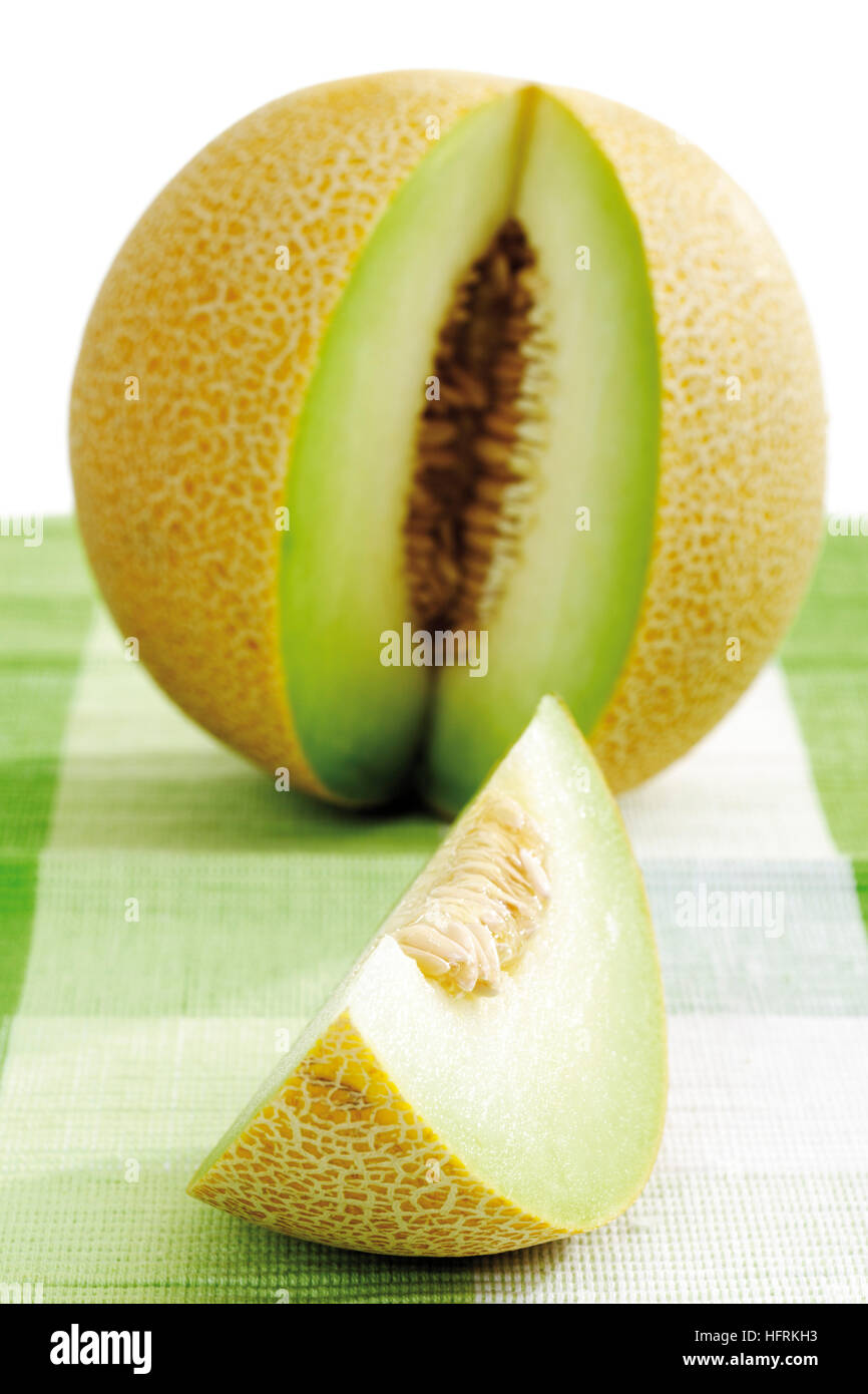 Galia Melone (Cucumis Melo var. Reticulatus) Stockfoto