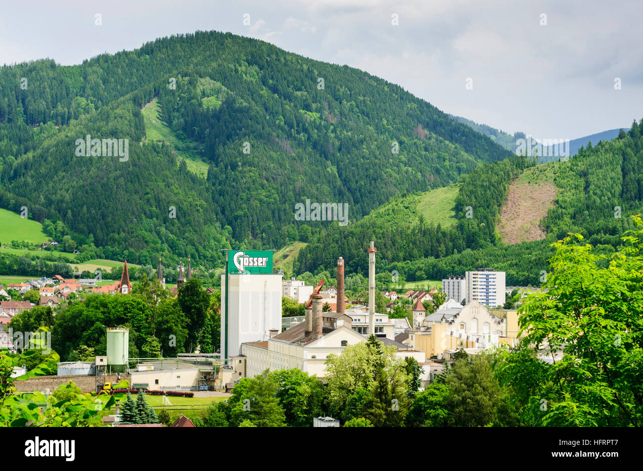 Leoben: Gösser Brauerei, Obere Steiermark, Steiermark, Steiermark, Österreich Stockfoto