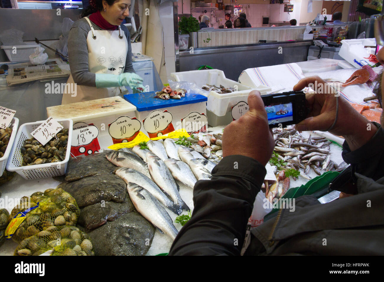 Fisch-Markt Olivar, Palma De Mallorca, typischen historischen zentralen Markt "Mercado Olivar". Stockfoto