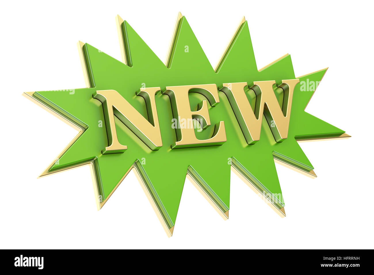 Neue Inschrift auf die grüne Plakette, 3D-Rendering isolierten auf weißen Hintergrund Stockfoto