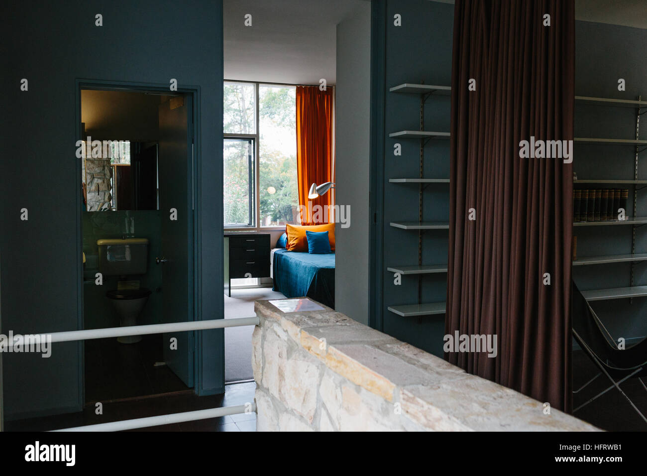 Innenaufnahme der Flur im Rose Seidler House, der Sydney lebende Museen, Entwurf des Architekten Harry Seidler für seine Mutter Stockfoto