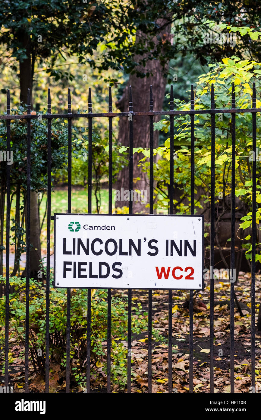 Melden Sie Lincolns Inn Felder Street, London, England, U.K Stockfoto