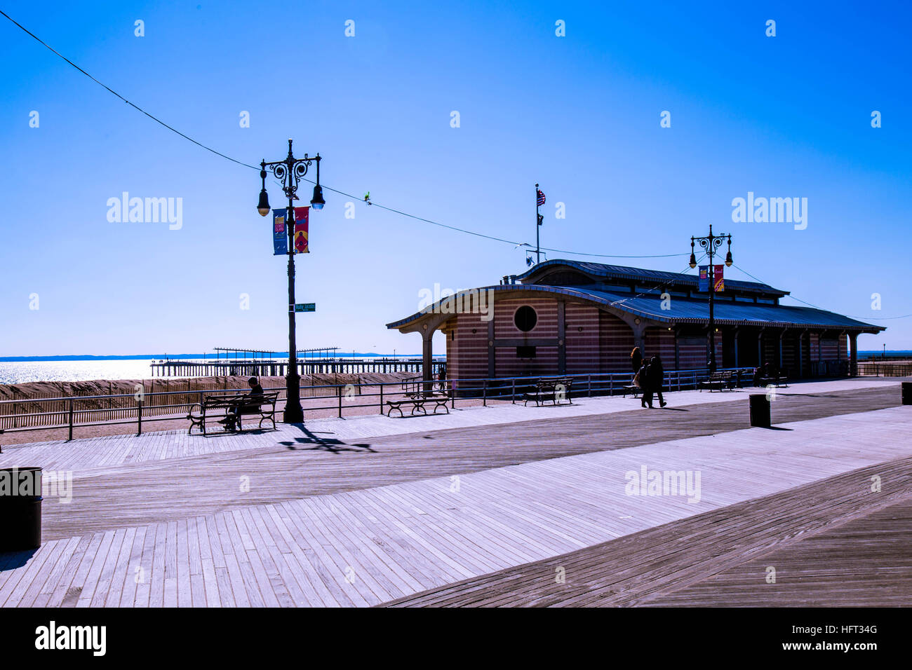 Die Strandpromenade in Coney Island, New York Stockfoto