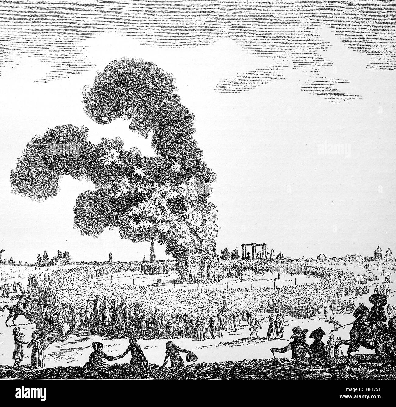Letzte Ausführung durch einen Brand in Berlin Brennen des Mörders Hoerner, 1786, Deutschland, Holzschnitt aus dem Jahr 1885, digital verbessert Stockfoto