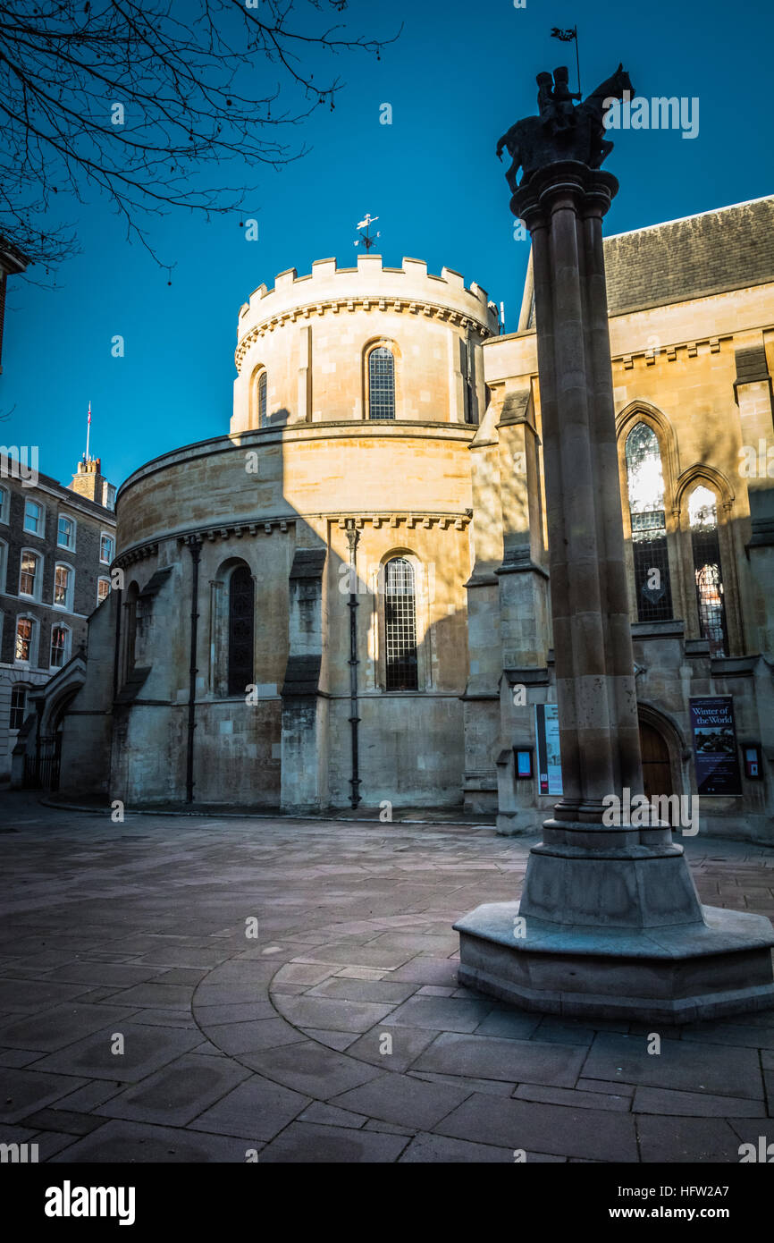 Der Tempel Kirche Landon - eine Kirche aus dem 12. Jahrhundert in den Inns of Court, London, UK Stockfoto
