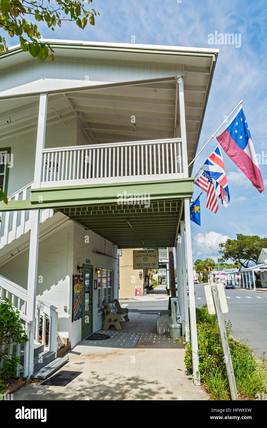 Florida, Cedar Key, Innenstadt, 2. Straße, historisches Museum, Lutterloh Gebäude c.1871 Stockfoto