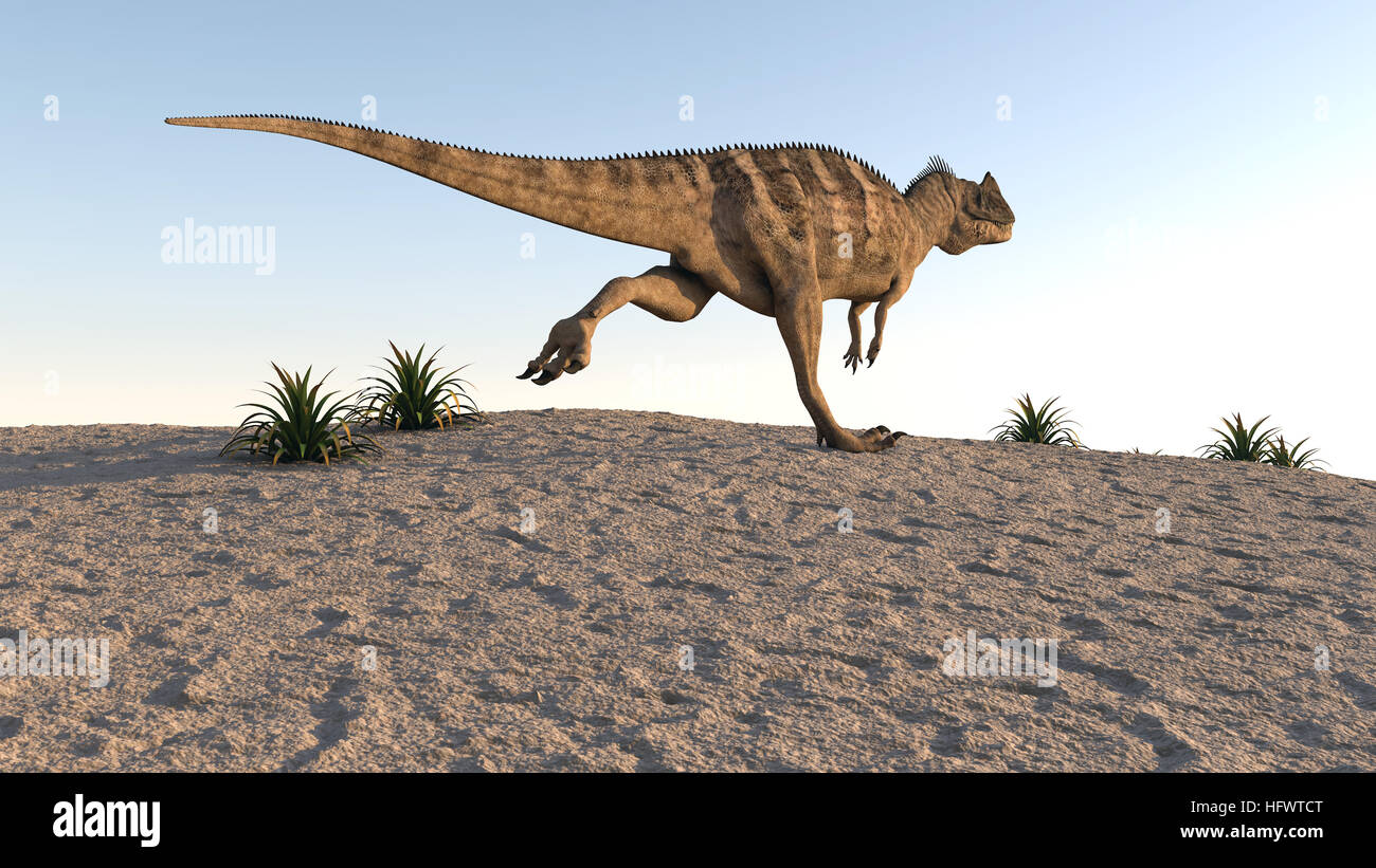 3D Abbildung des laufenden ceratosaurus Stockfoto