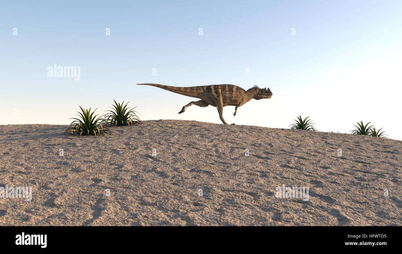 3D Abbildung des laufenden ceratosaurus Stockfoto