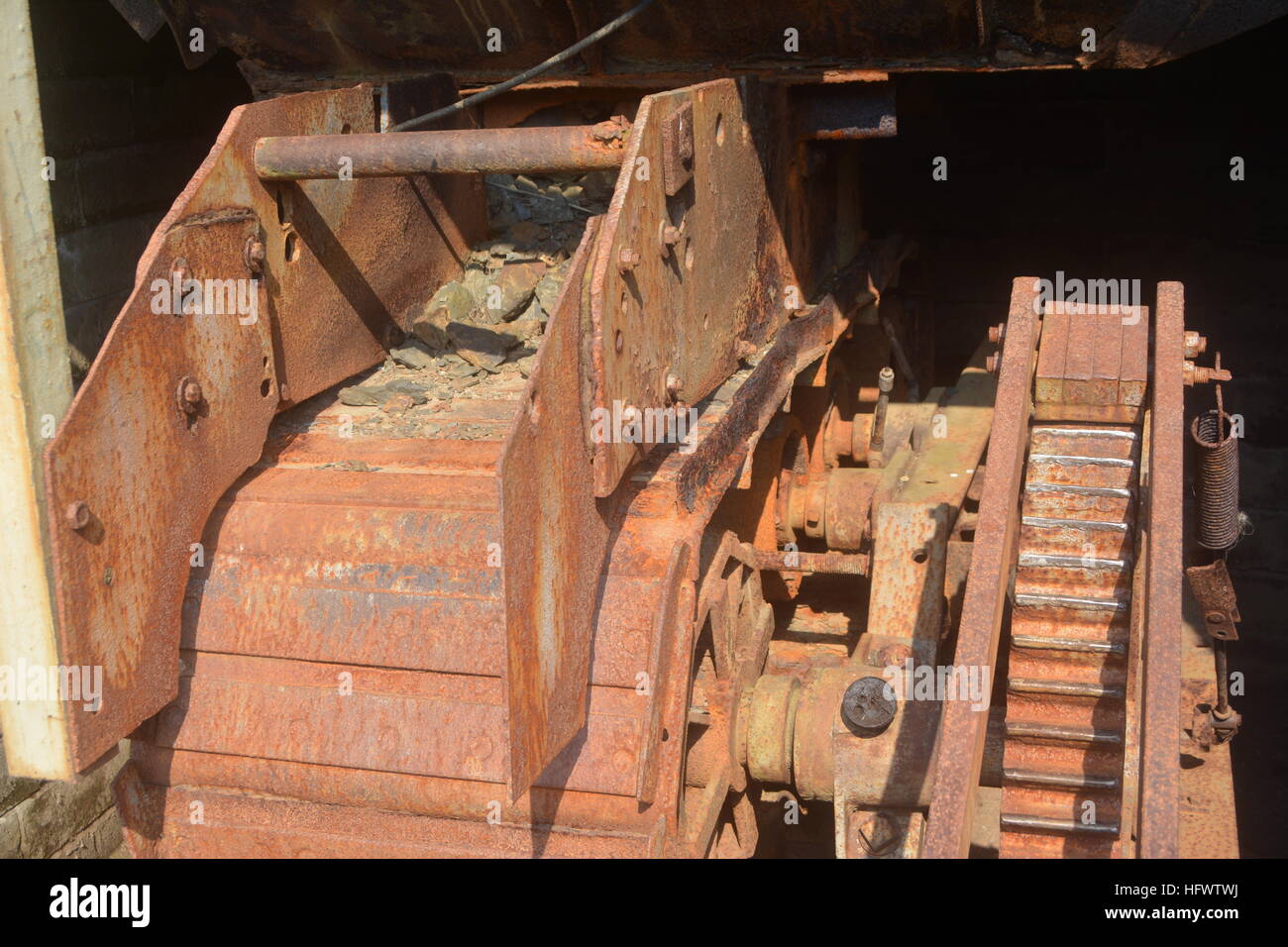 Alte Maschinen in Kraft Crag Mine im Lake district Stockfoto
