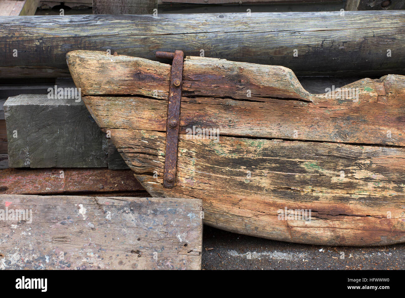Alte hölzerne Boot Ruder Stockfoto