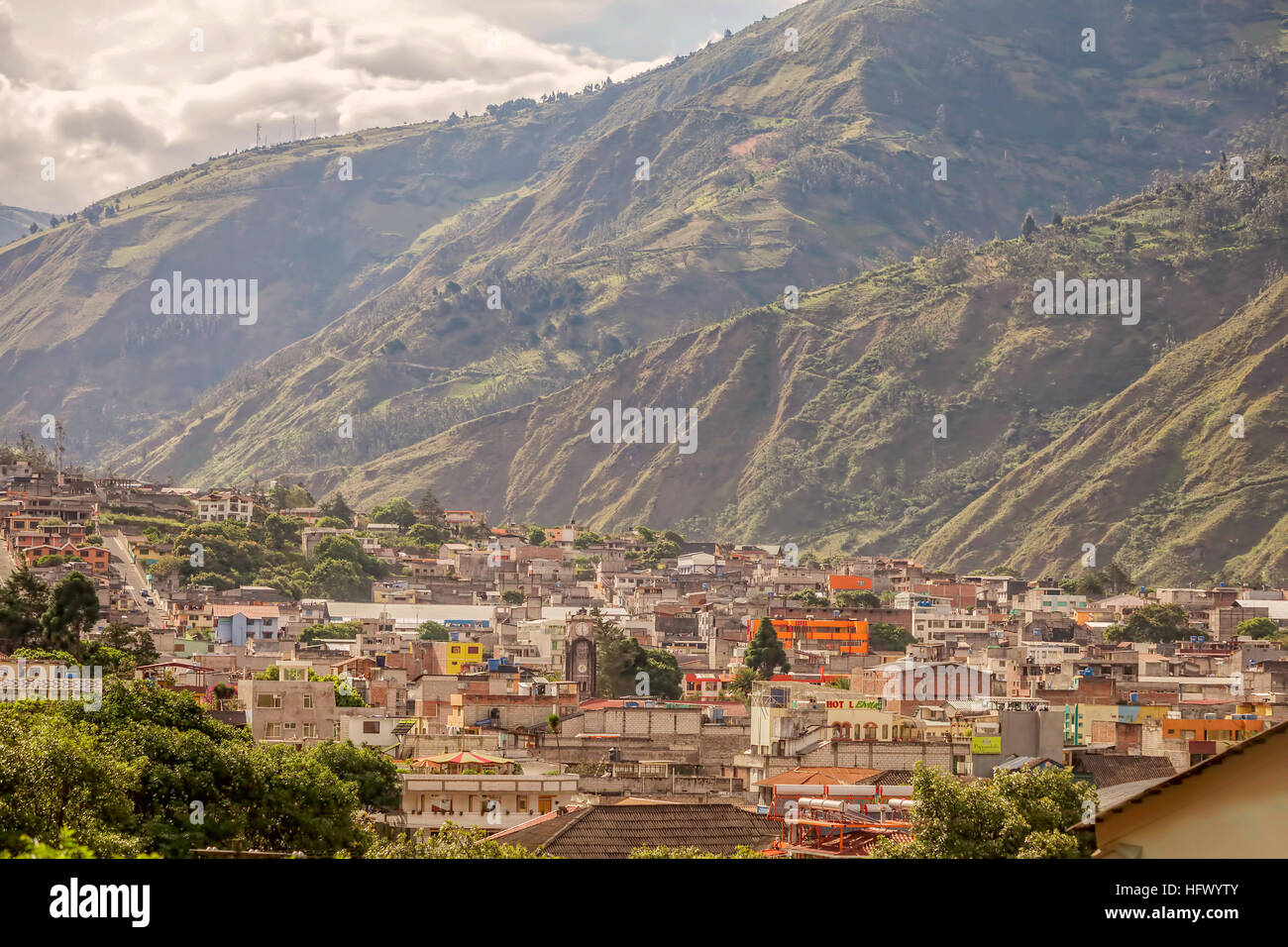 Banos De Agua Santa, Tele Luftaufnahme Provinz Tungurahua, Ecuador, Südamerika Stockfoto