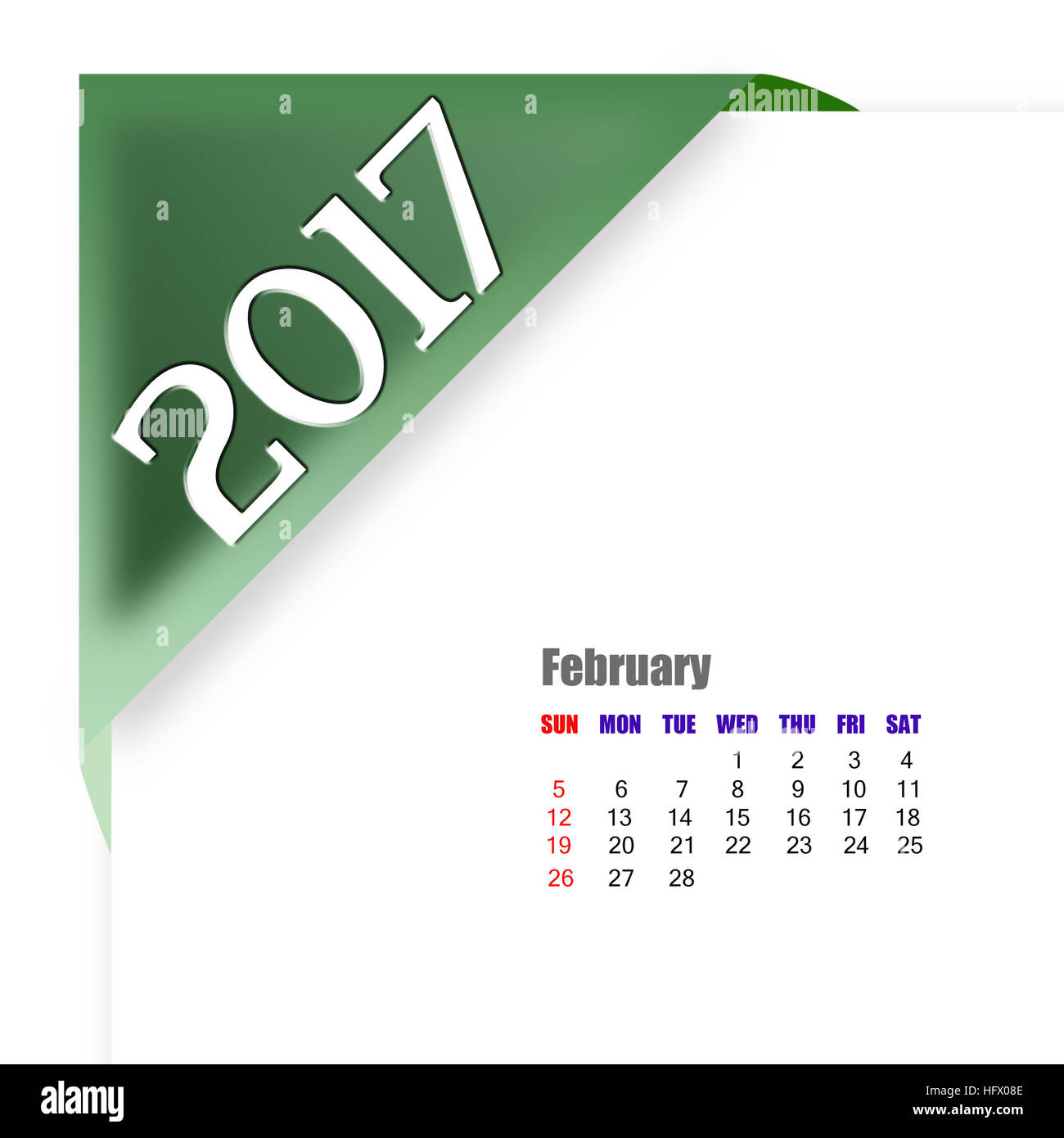 2017 Februar Kalender Stockfoto