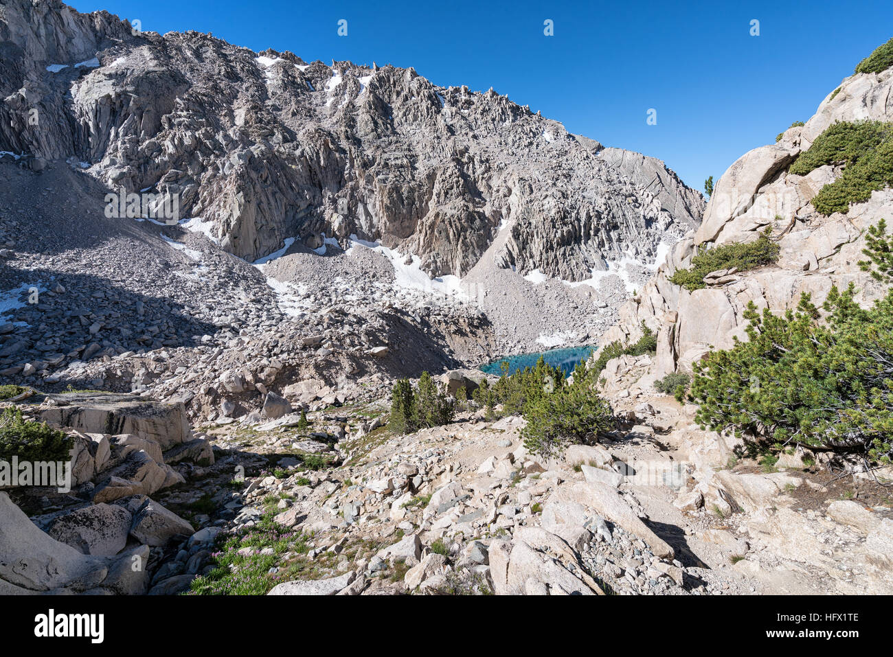 Abstieg vom Glen Pass, Kings Canyon Nationalpark, Kalifornien, Vereinigte Staaten von Amerika, Nordamerika Stockfoto