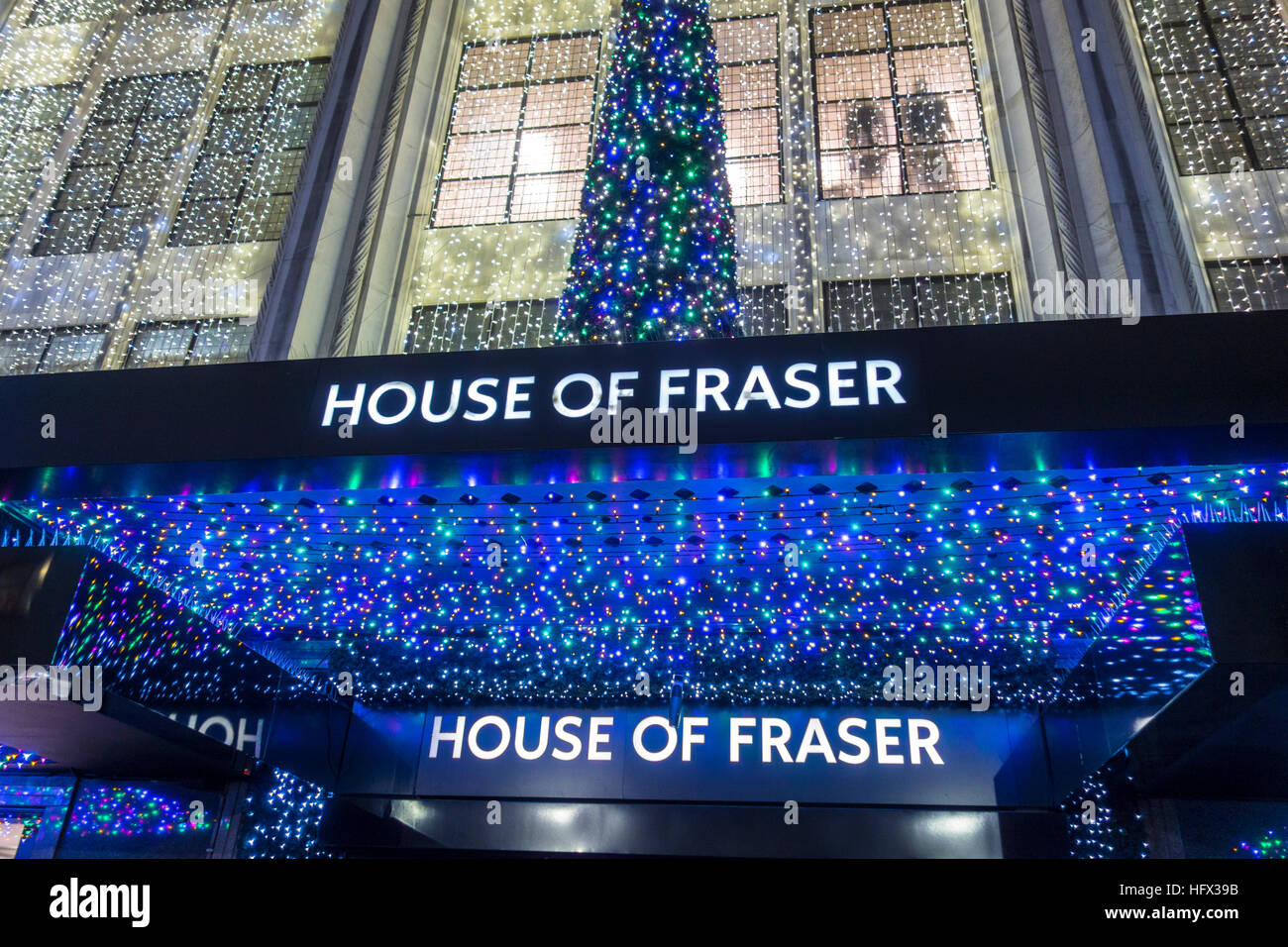 House of Fraser, Oxford Street, London. Weihnachten-2016 Stockfoto