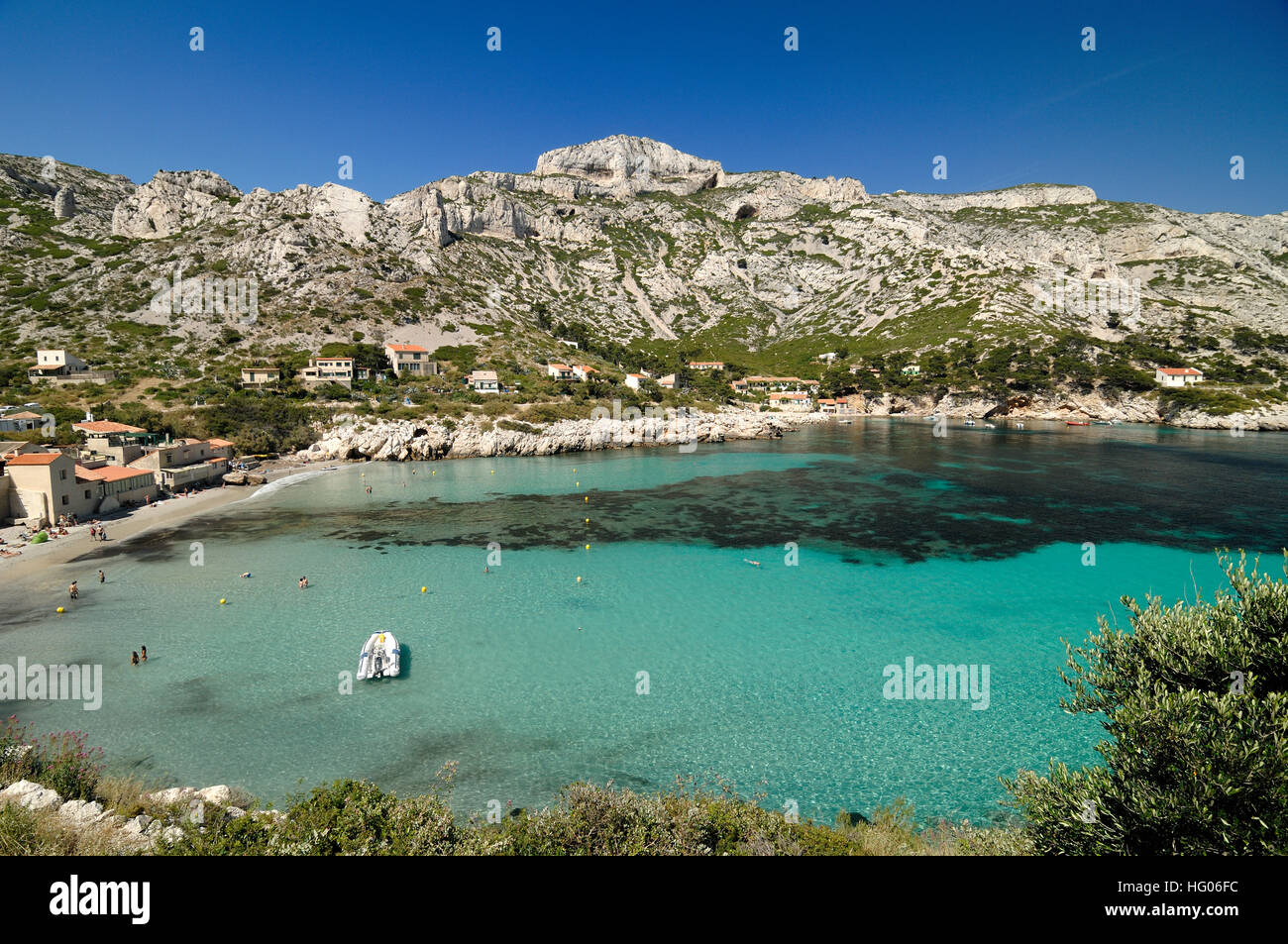 Sormiou Calanque Fjord oder Inlet an der Mittelmeerküste in der Nähe von Marseille Frankreich Stockfoto